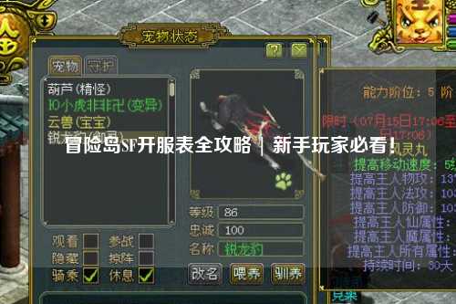 冒险岛SF开服表全攻略 | 新手玩家必看!